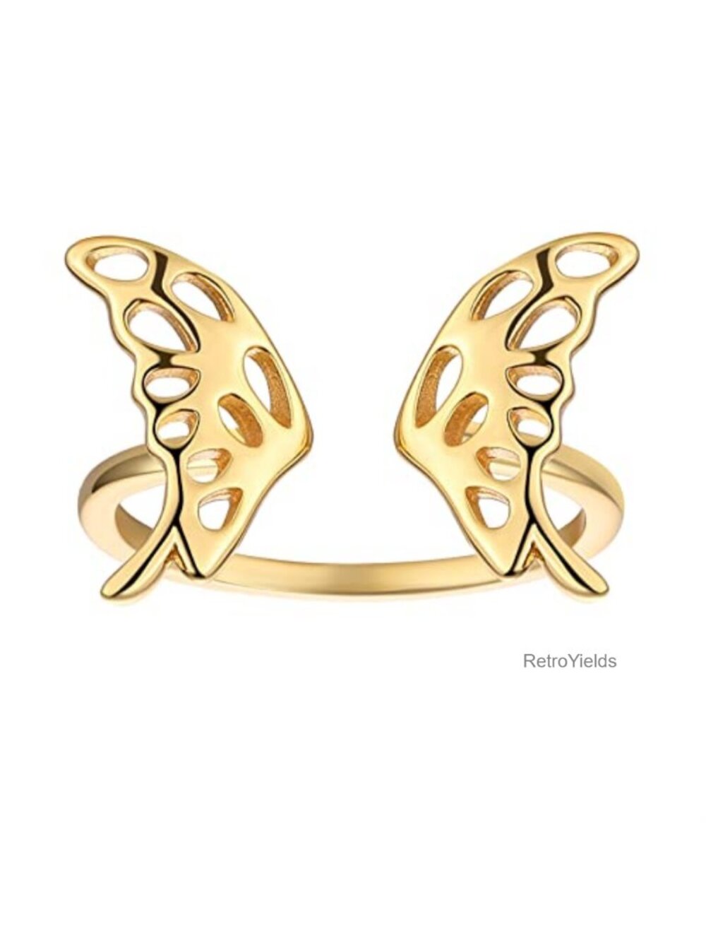 Open Heart Cutout Band Ring in 18K Gold Plated Sterling Silver Adjustable